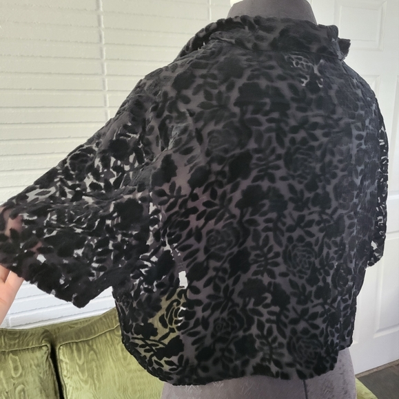 Vintage Black Rose Velvet Devore Jacket - Picture 5 of 15